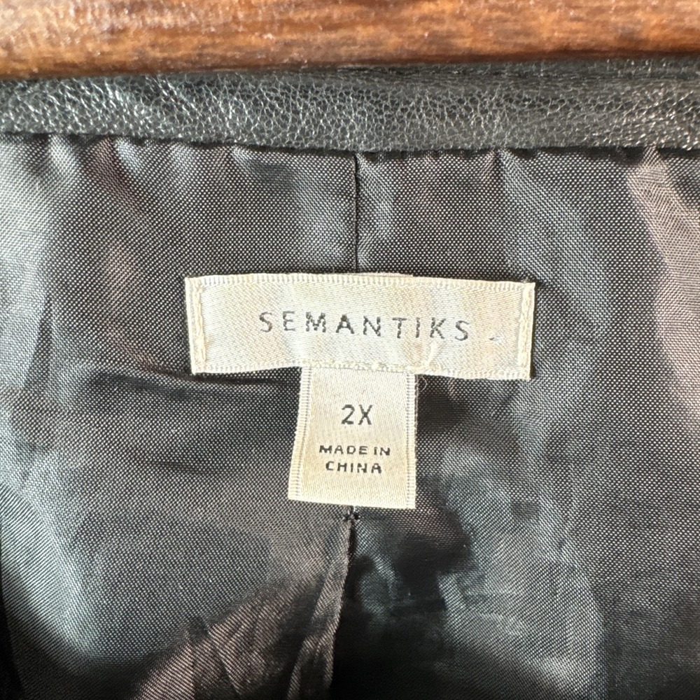 Semantiks Womens  Black Leather  Jacket Size 2 X - Picture 2 of 5